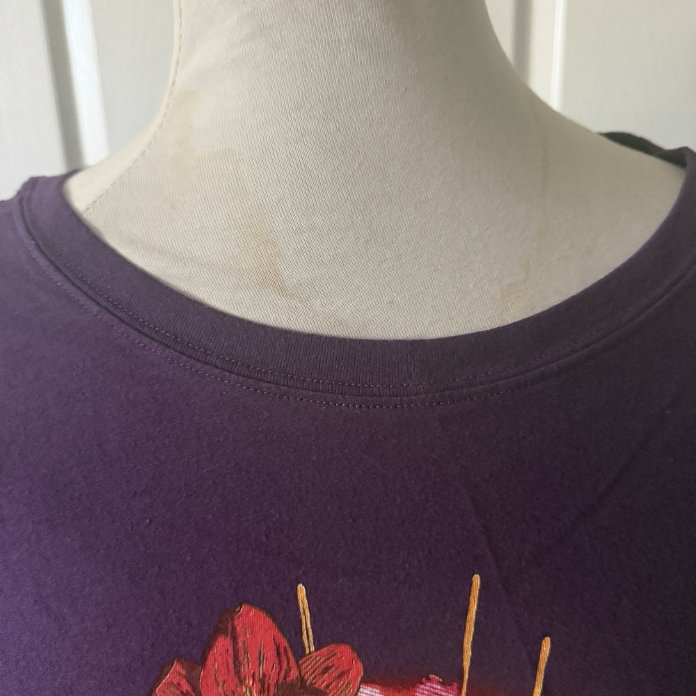 Frida Kahlo Shirt Size 6 Purple Sugar Skull Dia de los Muertos Floral Tee - Picture 2 of 11